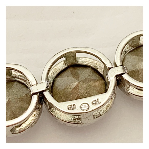 bezel set sparkling crystal slider clasp silver tone  bracelet holiday formal - Picture 8 of 16